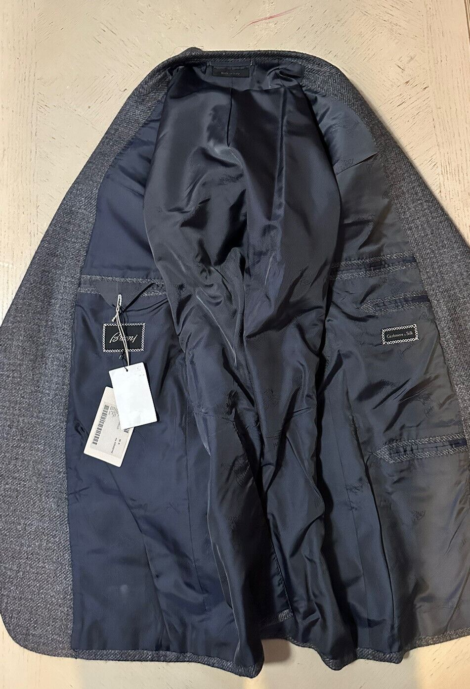 NWT $6600 Мужской спортивный пиджак Brioni из кашемира/шелка DK Grey 46R US/56R EU