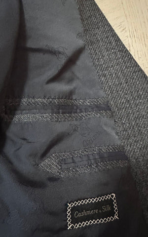 Neu mit Etikett: 6600 $ Brioni Herren-Sportmantel-Blazer aus Kaschmir/Seide DK Grau 46R US/56R Eu