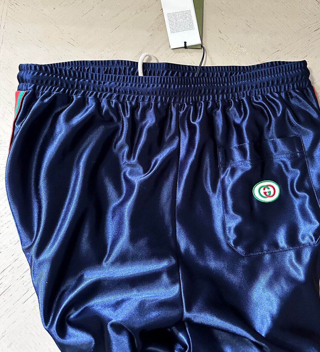 New $1250 Gucci Mens Technical Polyrster Jersey Track Pants Blue Size XXL-XXXL