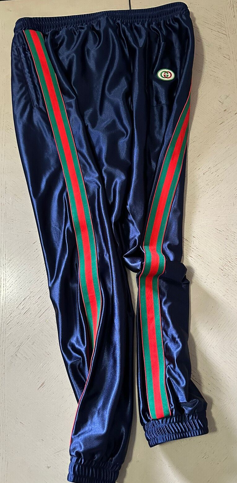 New $1250 Gucci Mens Technical Polyrster Jersey Track Pants Blue Size XXL-XXXL
