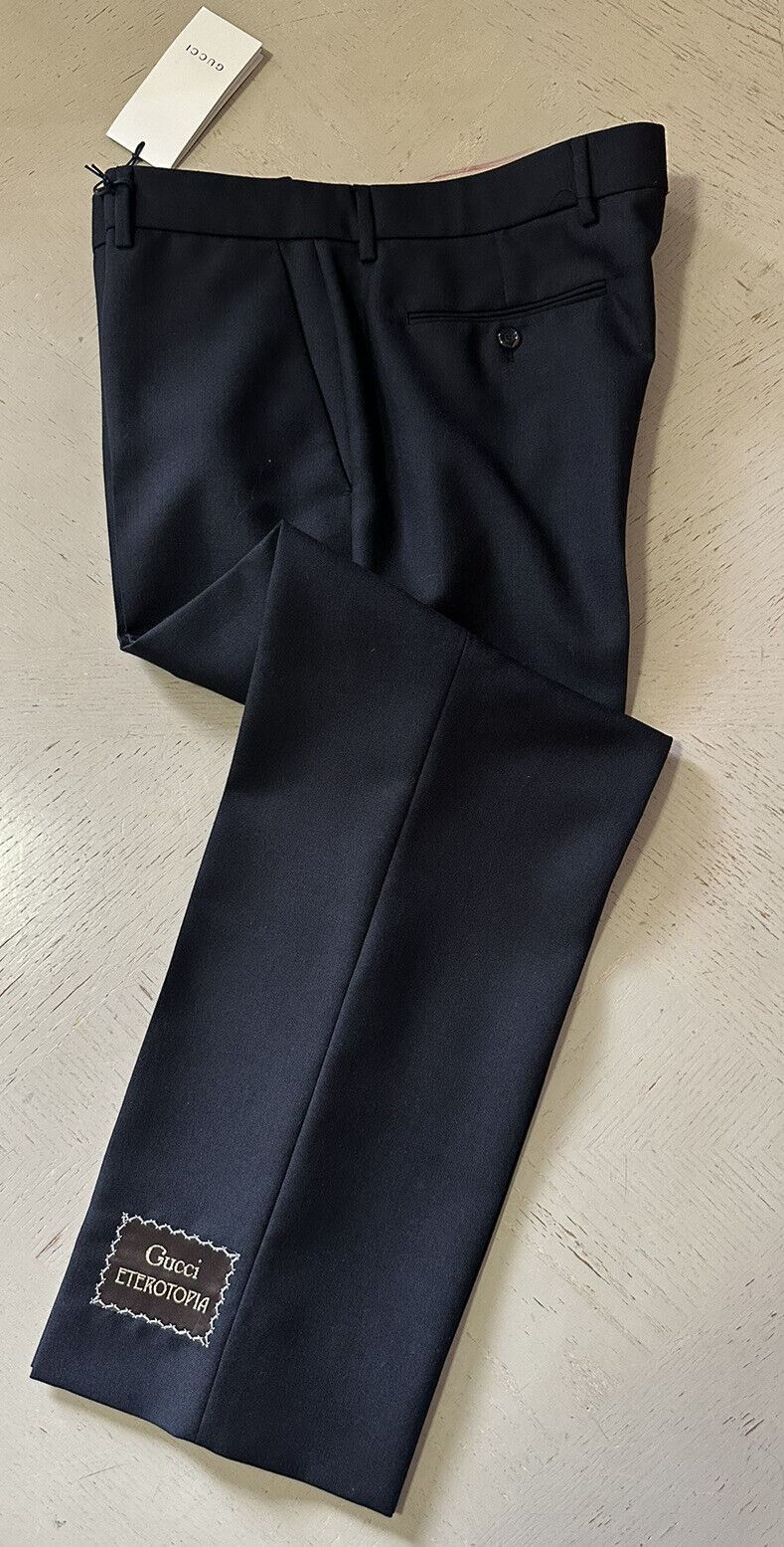 Neu mit Etikett: 1250 $ Gucci Herren-Anzughose aus Panamawolle/Mohair Schwarz 34 US (50 Eu) Italien