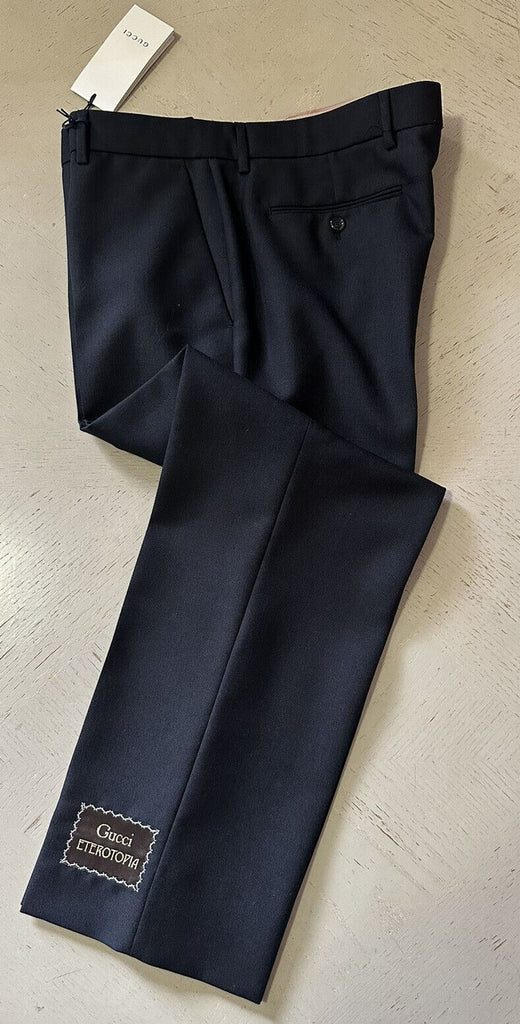 NWT $1250 Мужские классические брюки Gucci из шерсти и мохера, черные 34 США (50 ЕС) Италия