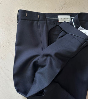 NWT $1250 Мужские классические брюки Gucci из шерсти и мохера, черные 34 США (50 ЕС) Италия
