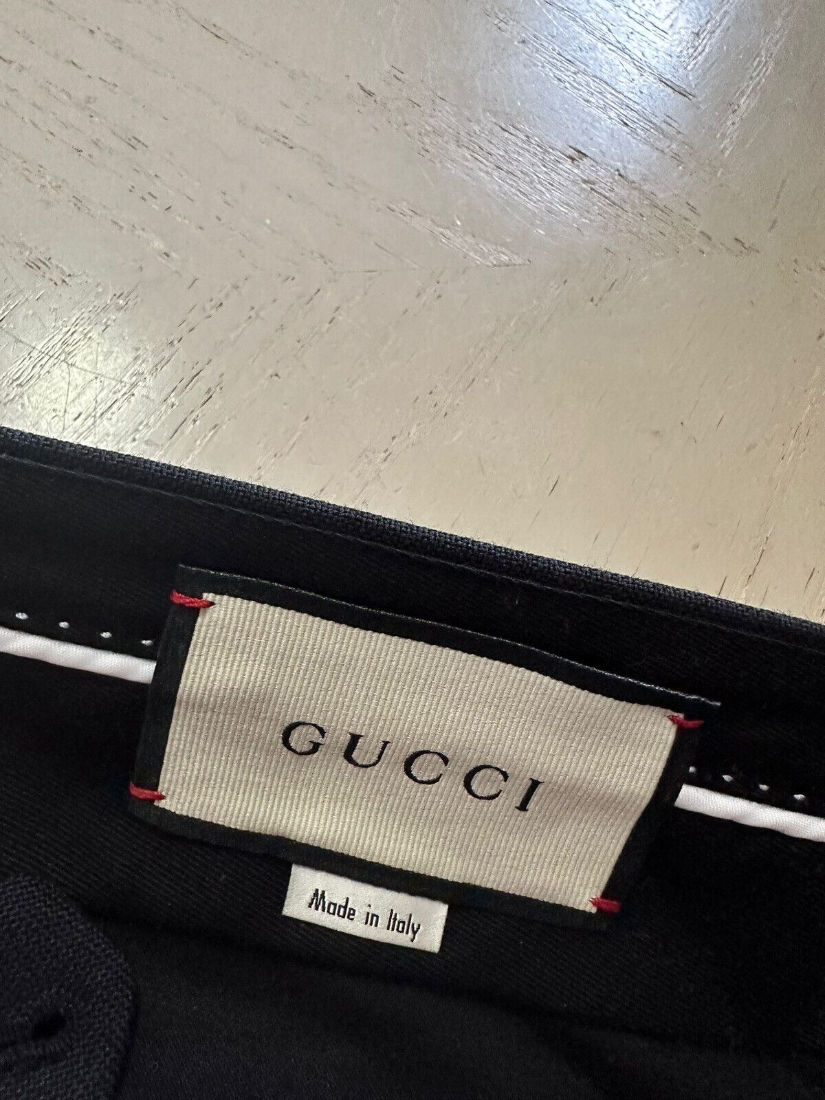 Neu mit Etikett: 1250 $ Gucci Herren-Anzughose aus Panamawolle/Mohair Schwarz 34 US (50 Eu) Italien