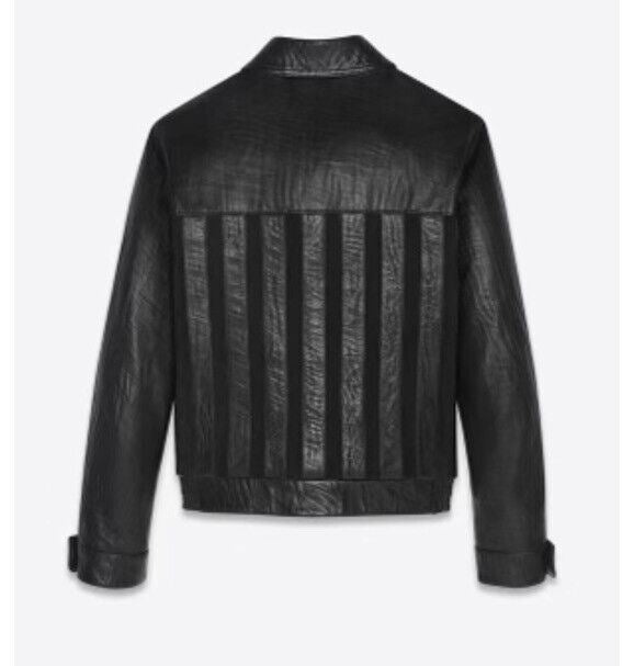 New $5490 Saint Laurent Men’s Leather/Suede Jacket Coat Black 44 US/54 Eu Italy