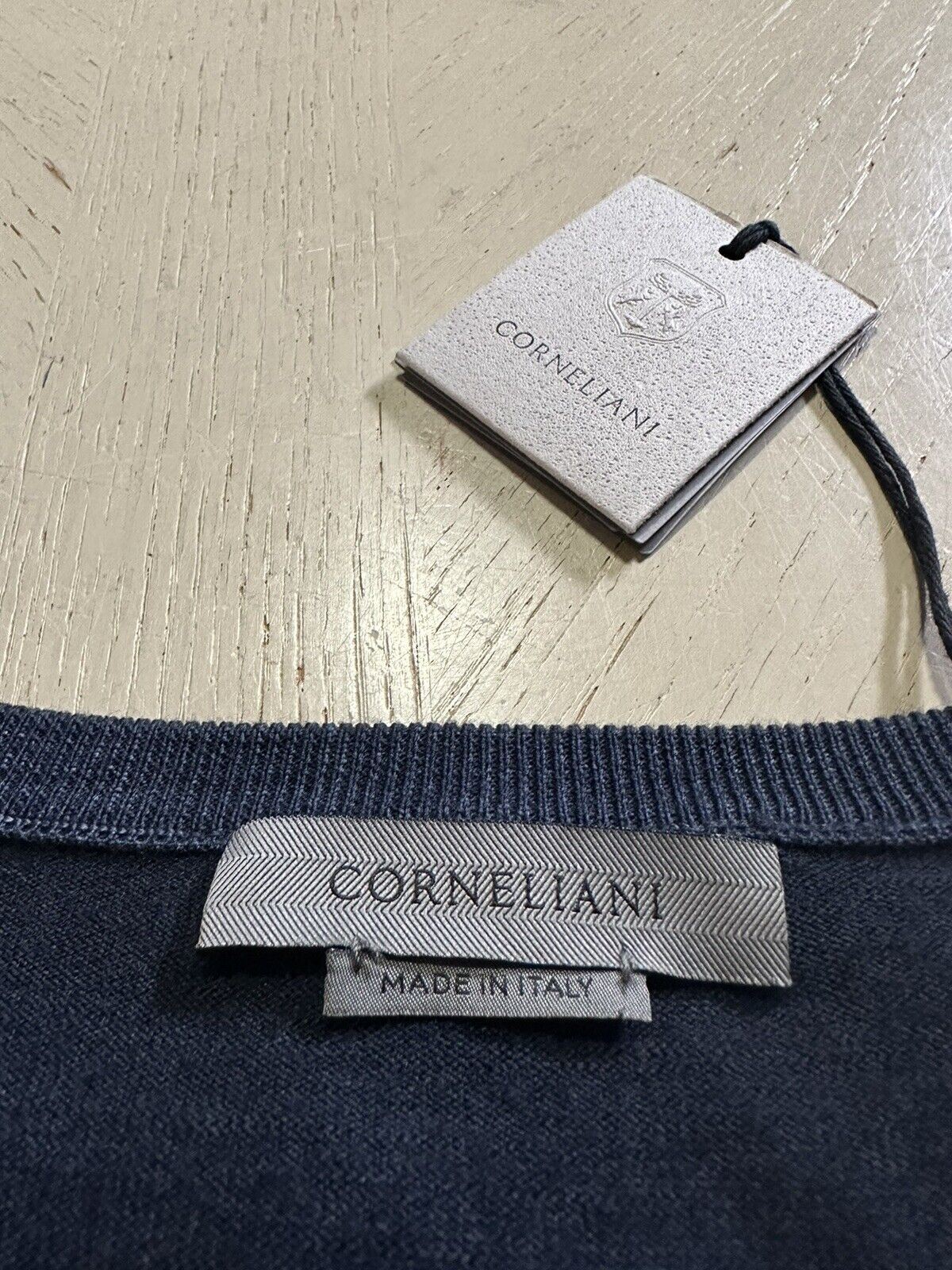 Neu mit Etikett: 550 $ Corneliani Herren-Wollpullover mit Rundhalsausschnitt, Marineblau, 46 US (56 Eu), Irland