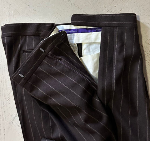 New $4995 Ralph Lauren Purple Label Men Double Breasted Suit Brown 46L US/56L Eu