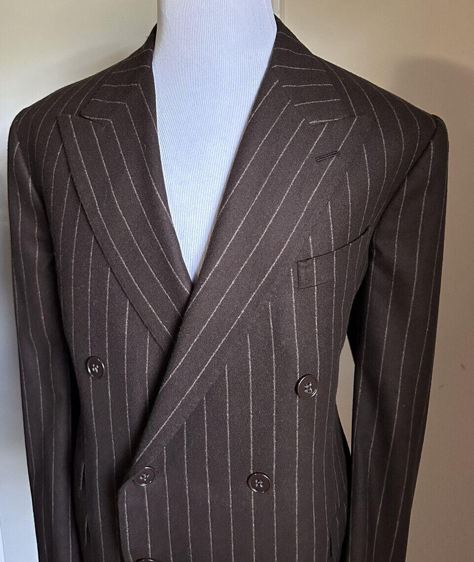 New $4995 Ralph Lauren Purple Label Men Double Breasted Suit Brown 46L US/56L Eu