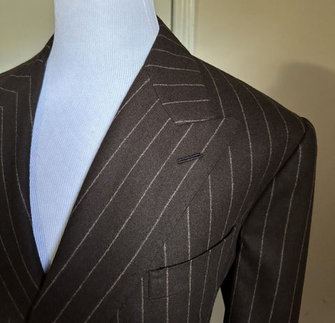 New $4995 Ralph Lauren Purple Label Men Double Breasted Suit Brown 46L US/56L Eu