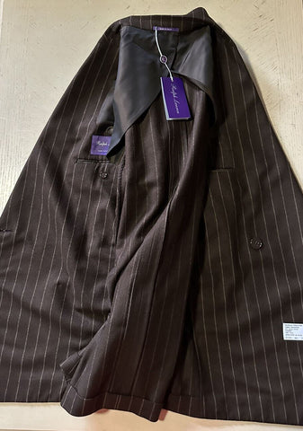 New $4995 Ralph Lauren Purple Label Men Double Breasted Suit Brown 46L US/56L Eu