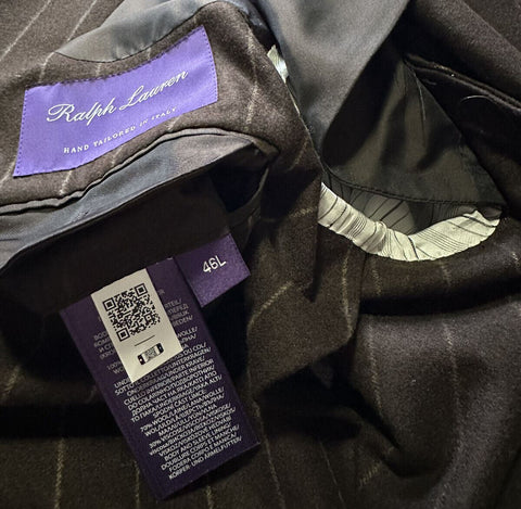 New $4995 Ralph Lauren Purple Label Men Double Breasted Suit Brown 46L US/56L Eu