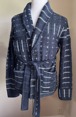 NWT $2995 Ralph Lauren Purple Label Men Linen Cardigan Sweater Blue S Italy