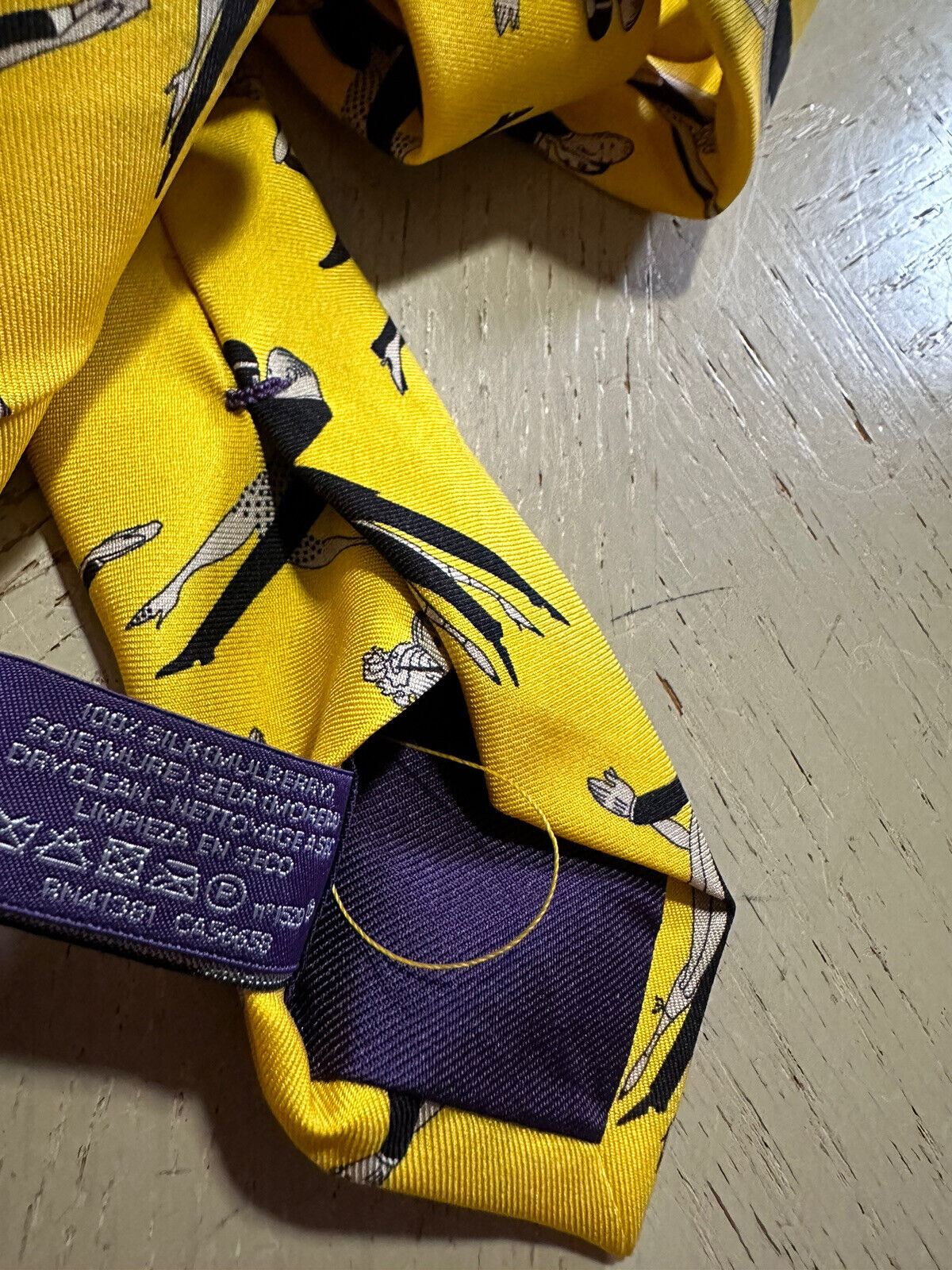 New $235 Ralph Lauren Purple Label Silk Neck Tie Yellow Hand made in Italy