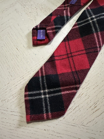 New $265 Ralph Lauren Purple Label Cashmere Neck Red Tie Hand made in Italy