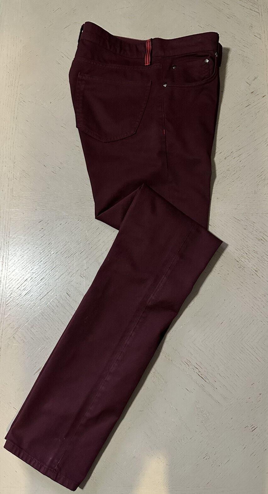 NWT $750 ISAIA Mens slim fit Jeans Pants Burgundy size 32 US/48 Eu Italy