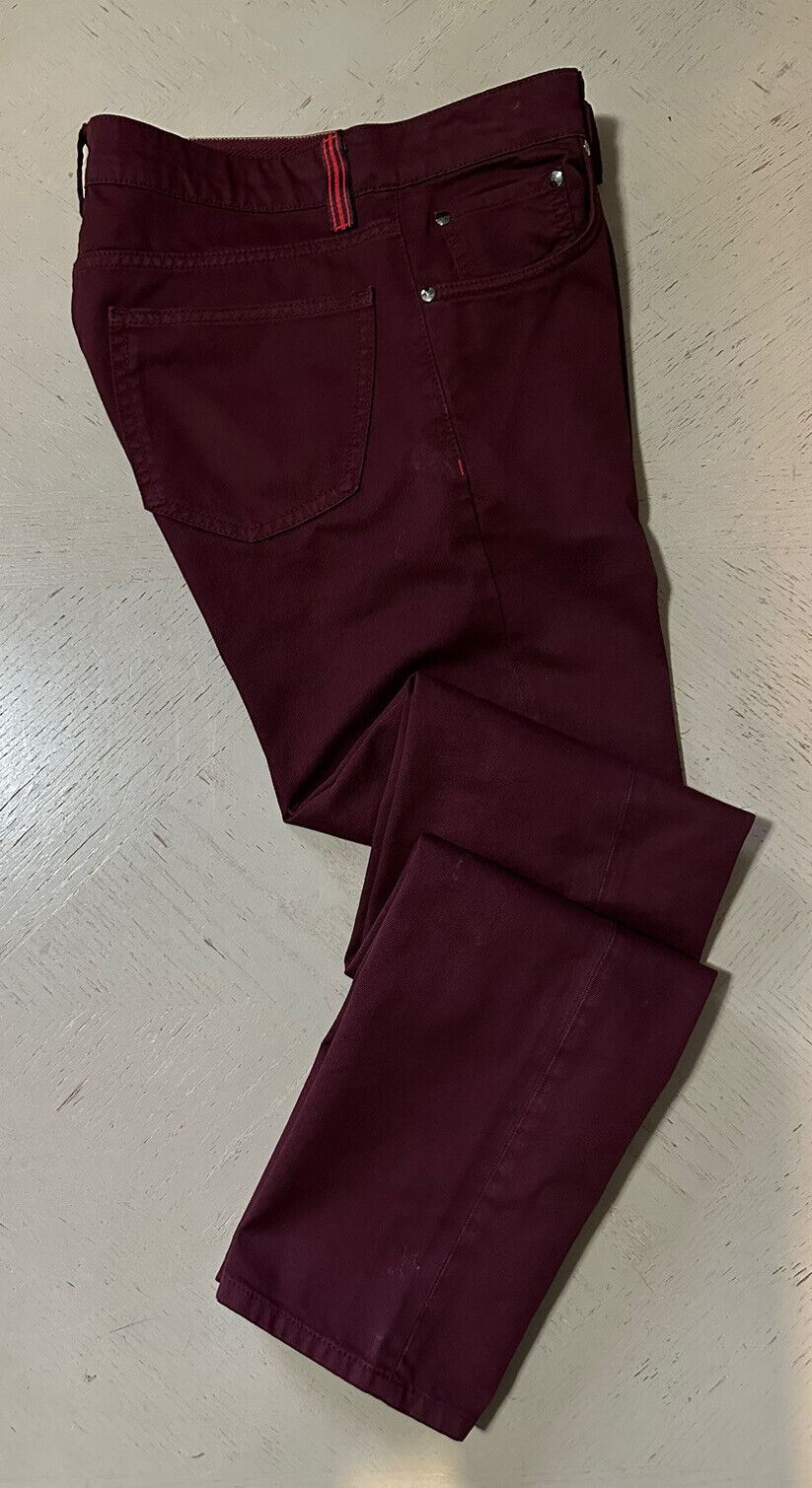 NWT $750 ISAIA Mens slim fit Jeans Pants Burgundy size 32 US/48 Eu Italy