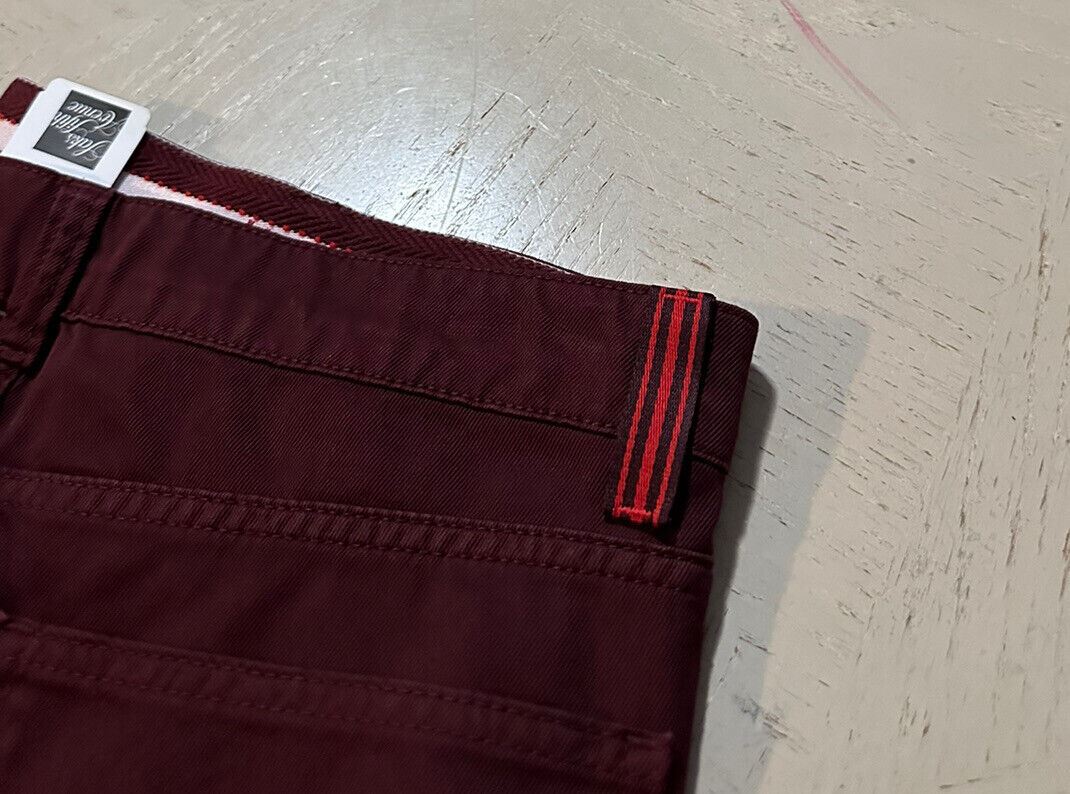 NWT $750 ISAIA Mens slim fit Jeans Pants Burgundy size 32 US/48 Eu Italy