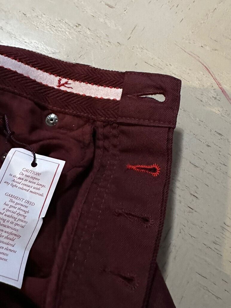 NWT $750 ISAIA Mens slim fit Jeans Pants Burgundy size 32 US/48 Eu Italy