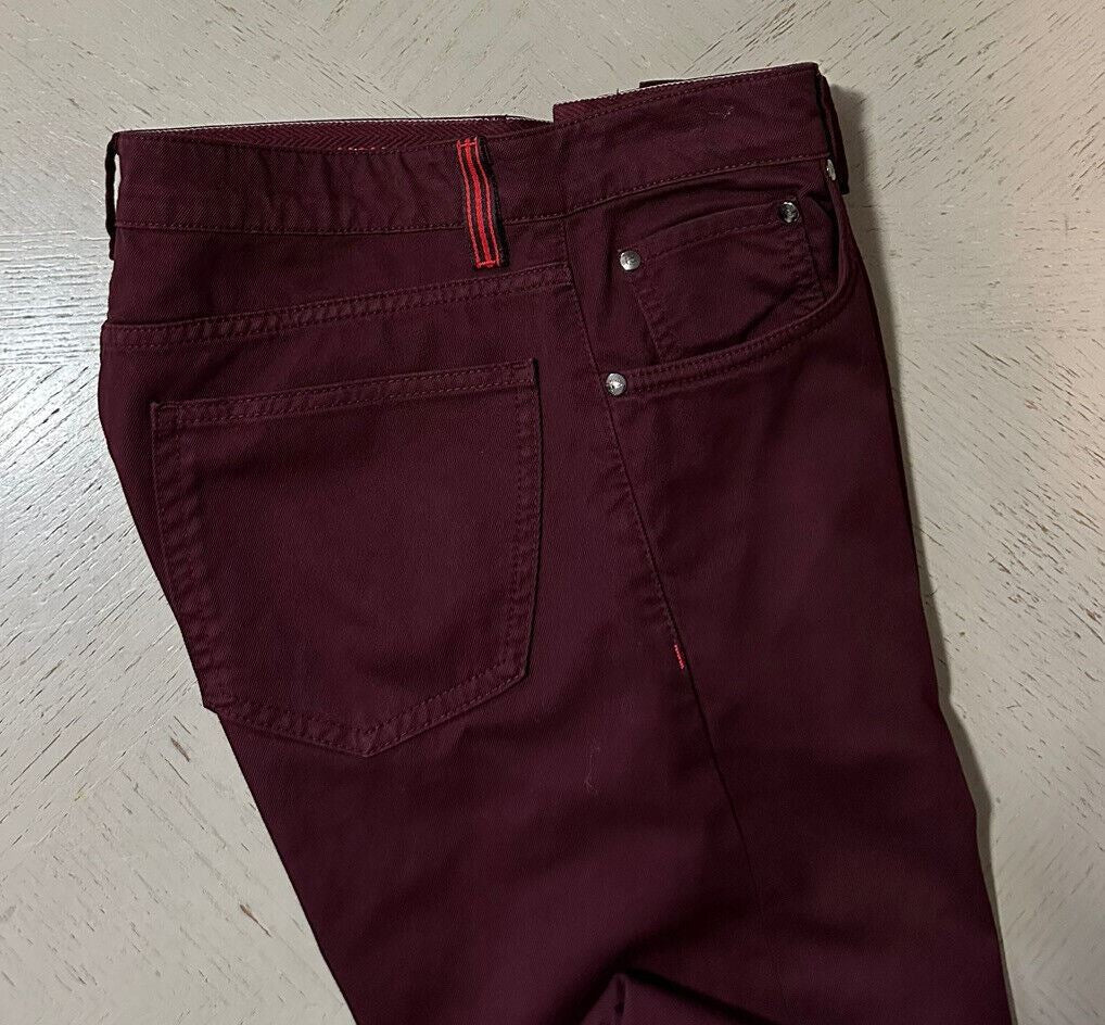 NWT $750 ISAIA Mens slim fit Jeans Pants Burgundy size 32 US/48 Eu Italy