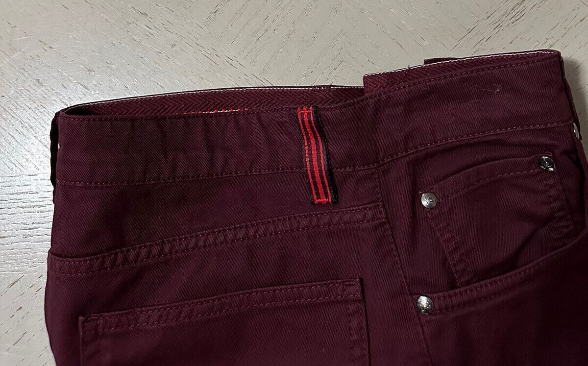 NWT $750 ISAIA Mens slim fit Jeans Pants Burgundy size 32 US/48 Eu Italy