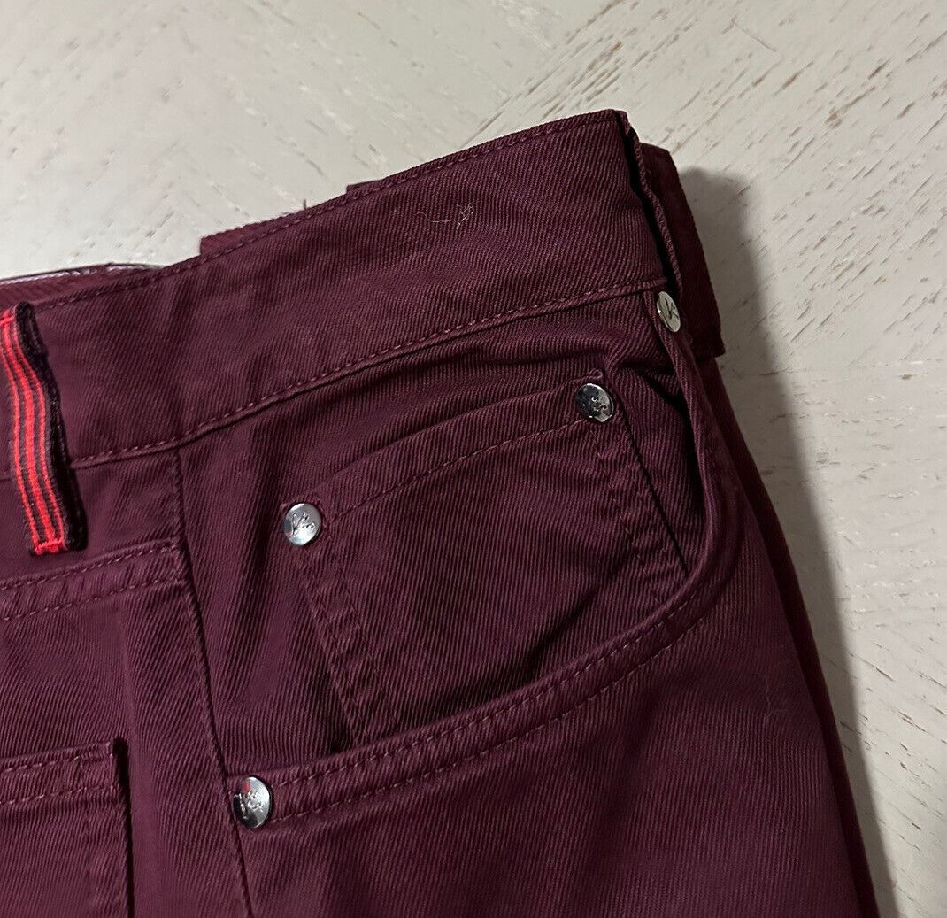 NWT $750 ISAIA Mens slim fit Jeans Pants Burgundy size 32 US/48 Eu Italy