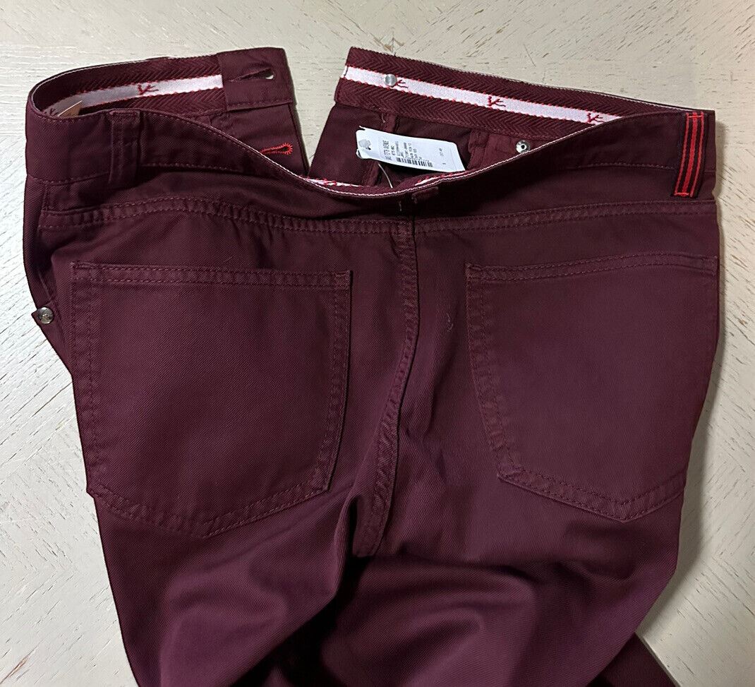 NWT $750 ISAIA Mens slim fit Jeans Pants Burgundy size 32 US/48 Eu Italy