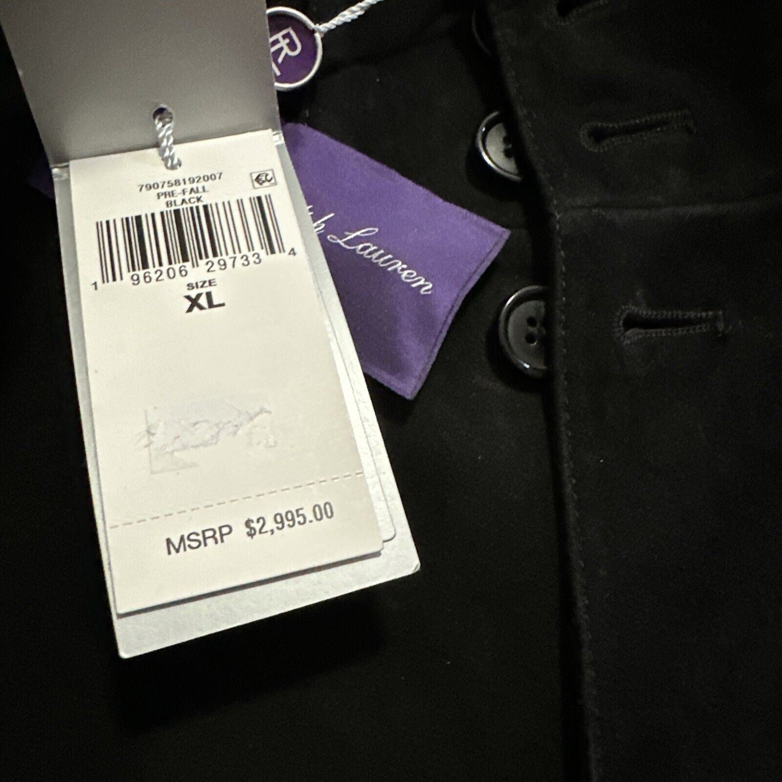 Neu $2995 Ralph Lauren Purple Label Herren Wildleder/Kaschmir-Jackenpullover Schwarz XL