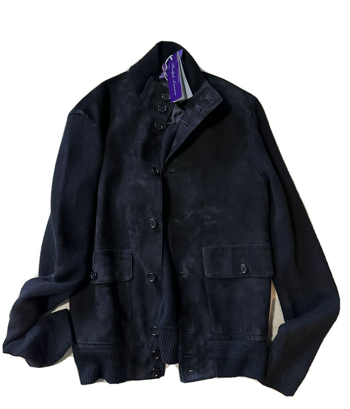 Новинка, $2995, мужская замшевая/кашемировая куртка Ralph Lauren Purple Label, черный свитер, размер XL