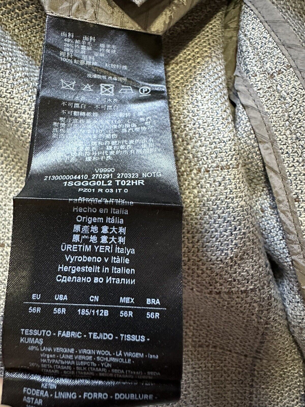 СЗТ $2995 Giorgio Armani Мужская спортивная куртка Блейзер Серый 46R США/56R ЕС Италия