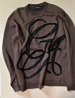 Новый мужской свитер с круглым вырезом от Giorgio Armani, коричневый/черный, 44 US/54 EU (XL) за 1195 долларов США