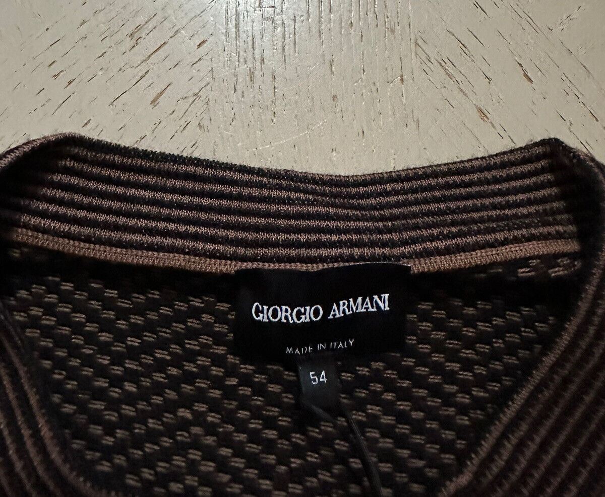 Neu $1195 Giorgio Armani Herren Rundhalspullover Braun/Schwarz 44 US/54 Eu (XL) It