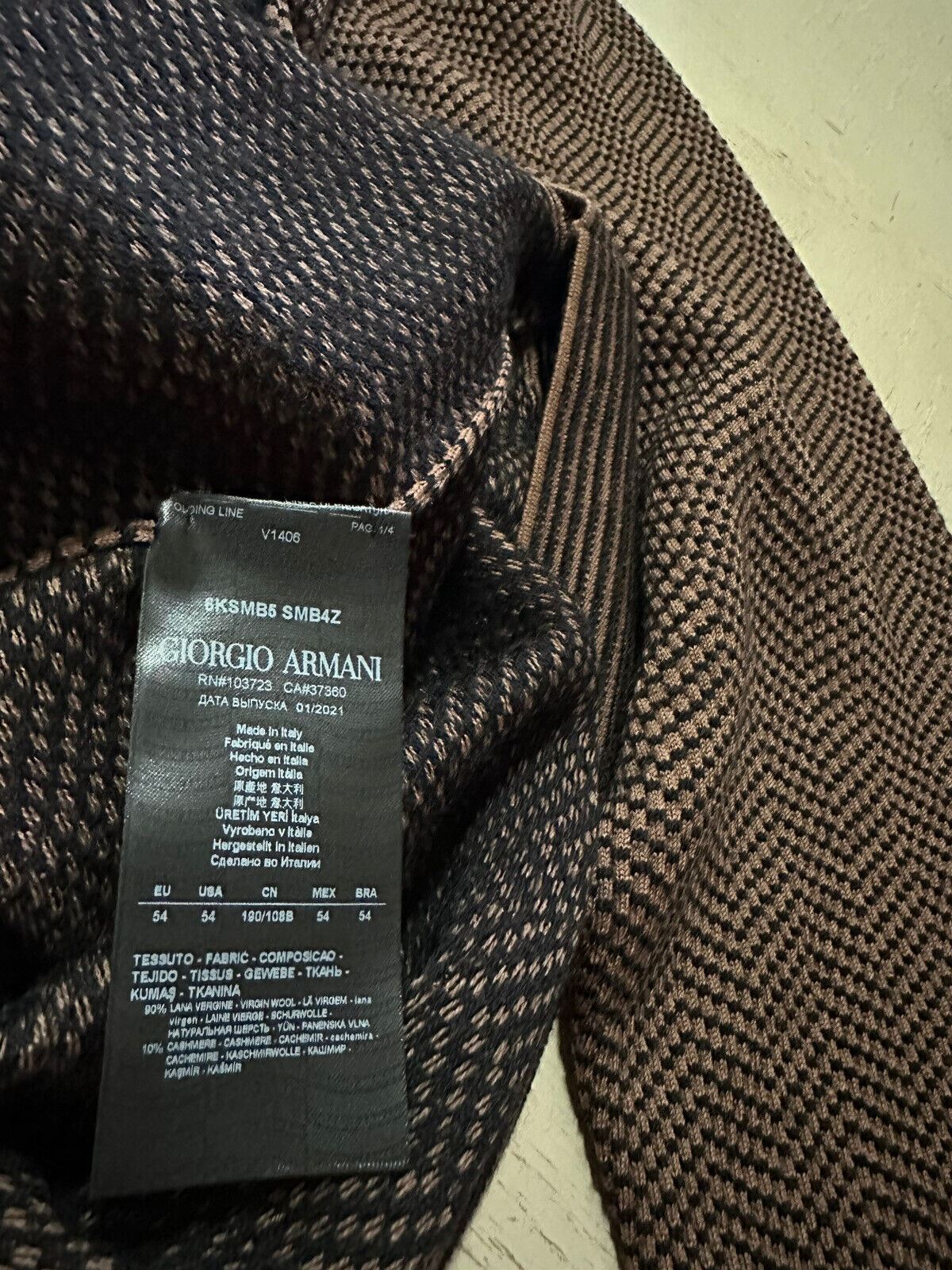 Neu $1195 Giorgio Armani Herren Rundhalspullover Braun/Schwarz 44 US/54 Eu (XL) It