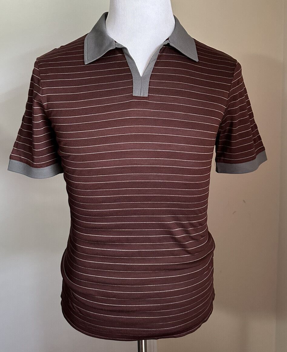 NWT $1025 Мужская шелковая футболка Giorgio Armani бордовая 40 США/50 ЕС (М) Италия