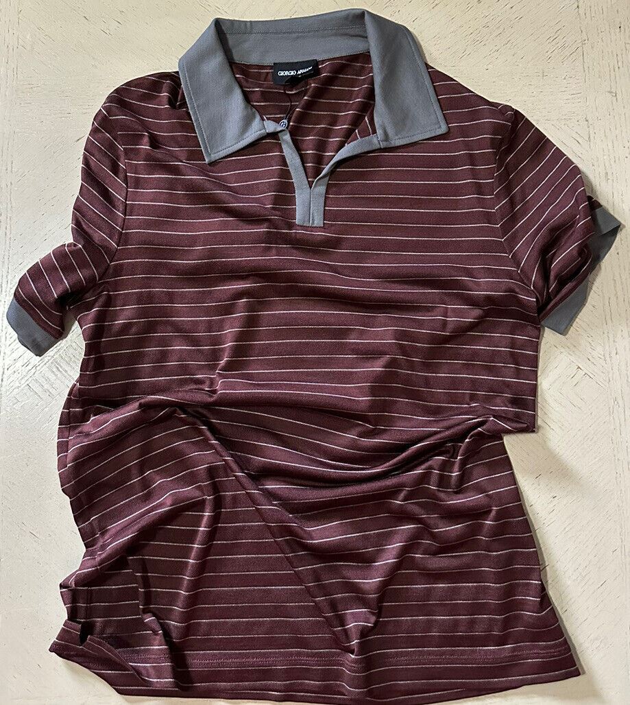 NWT $1025 Giorgio Armani Mens Silk T Shirt Burgundy 50 US/60 Eu ( XXXL ) Italy