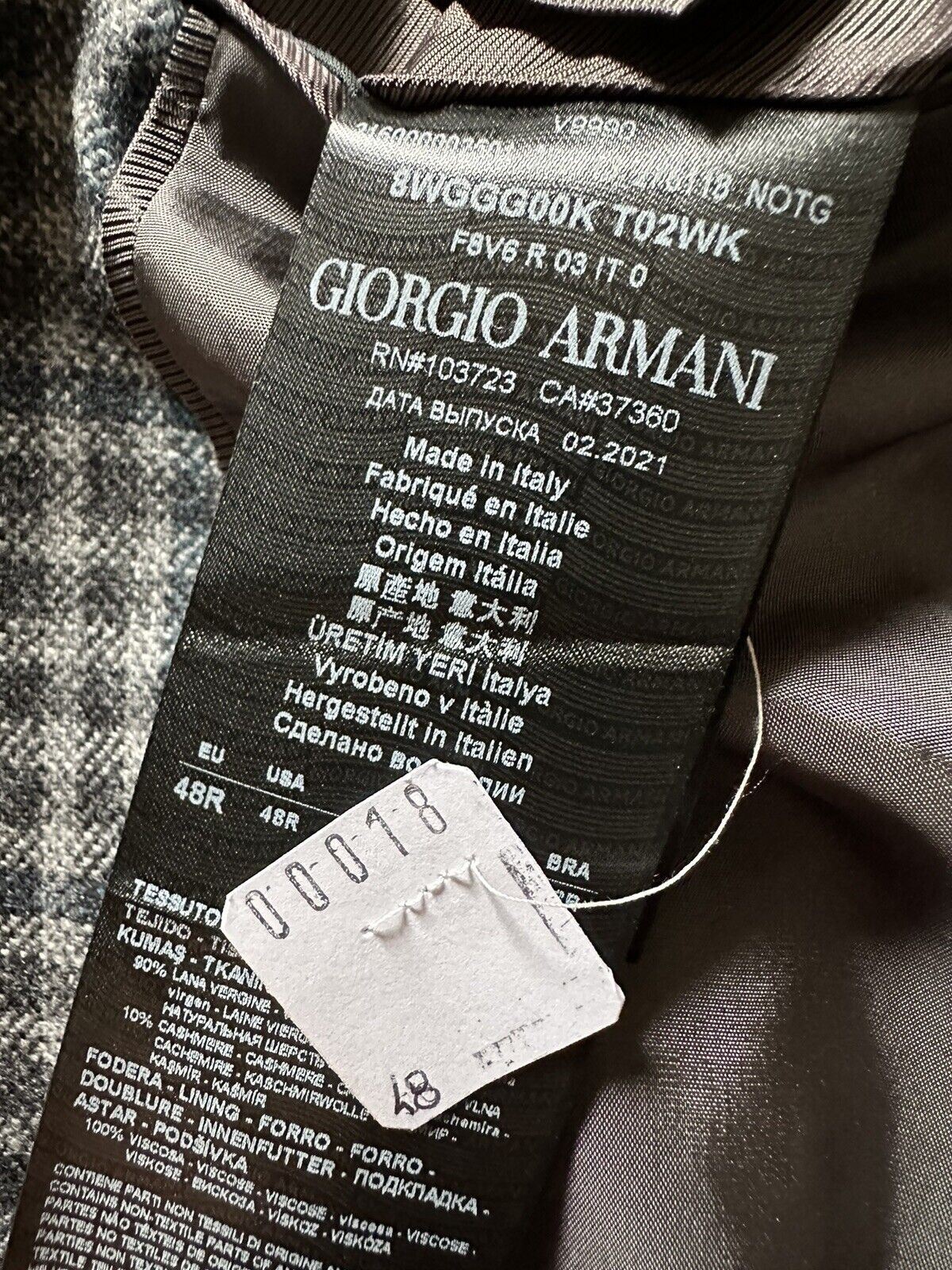 NWT $2395 Giorgio Armani Мужская спортивная куртка в клетку Блейзер Br/Gr/Grin 38 US/48E