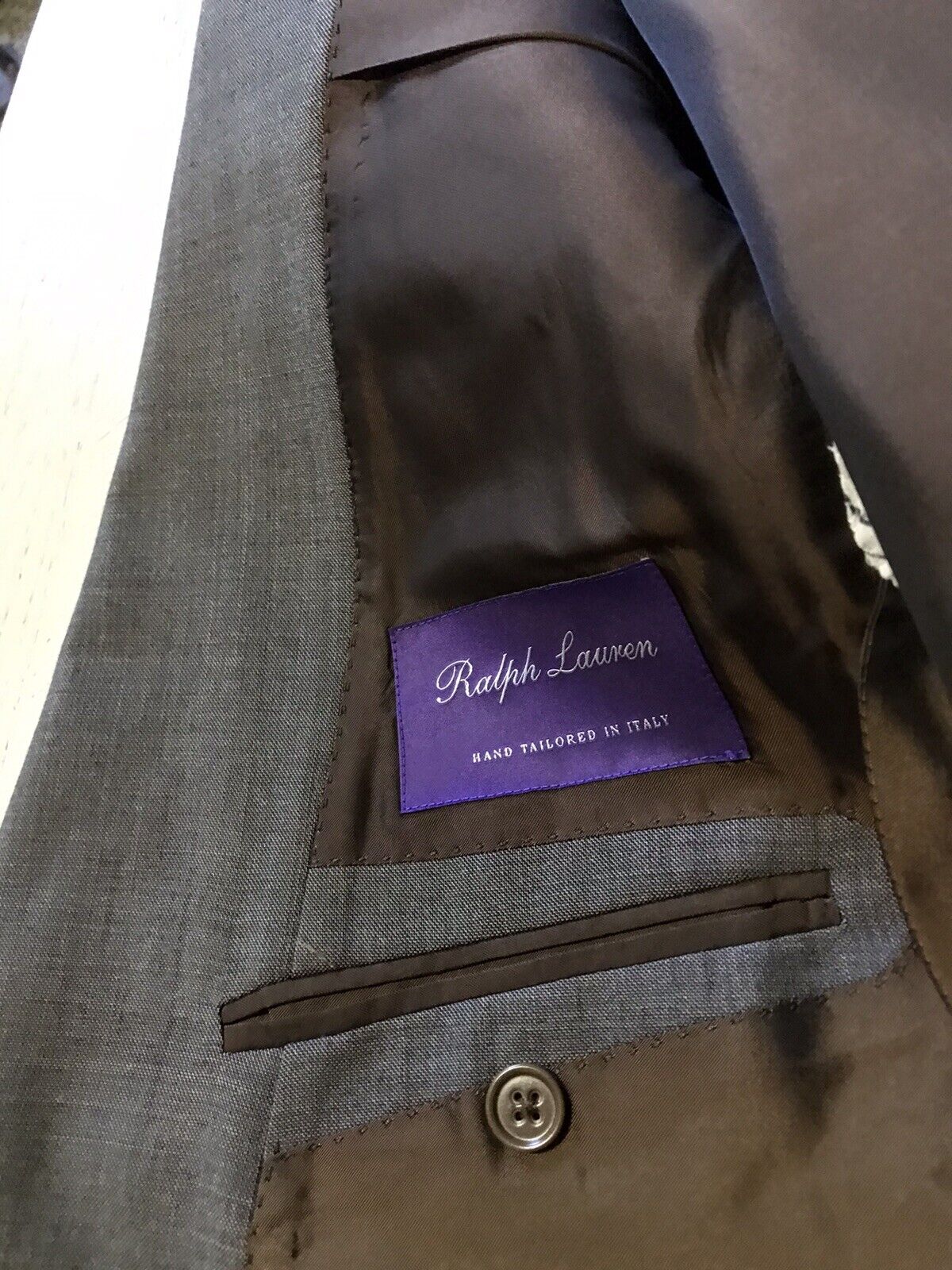 New $3295 Ralph Lauren Purple Label Mens Suit LT Brown 44R US/54R Eu Italy