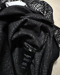 Новое облегающее мини-платье Balmain с рисунком, $3050, черное, 44/12, Италия