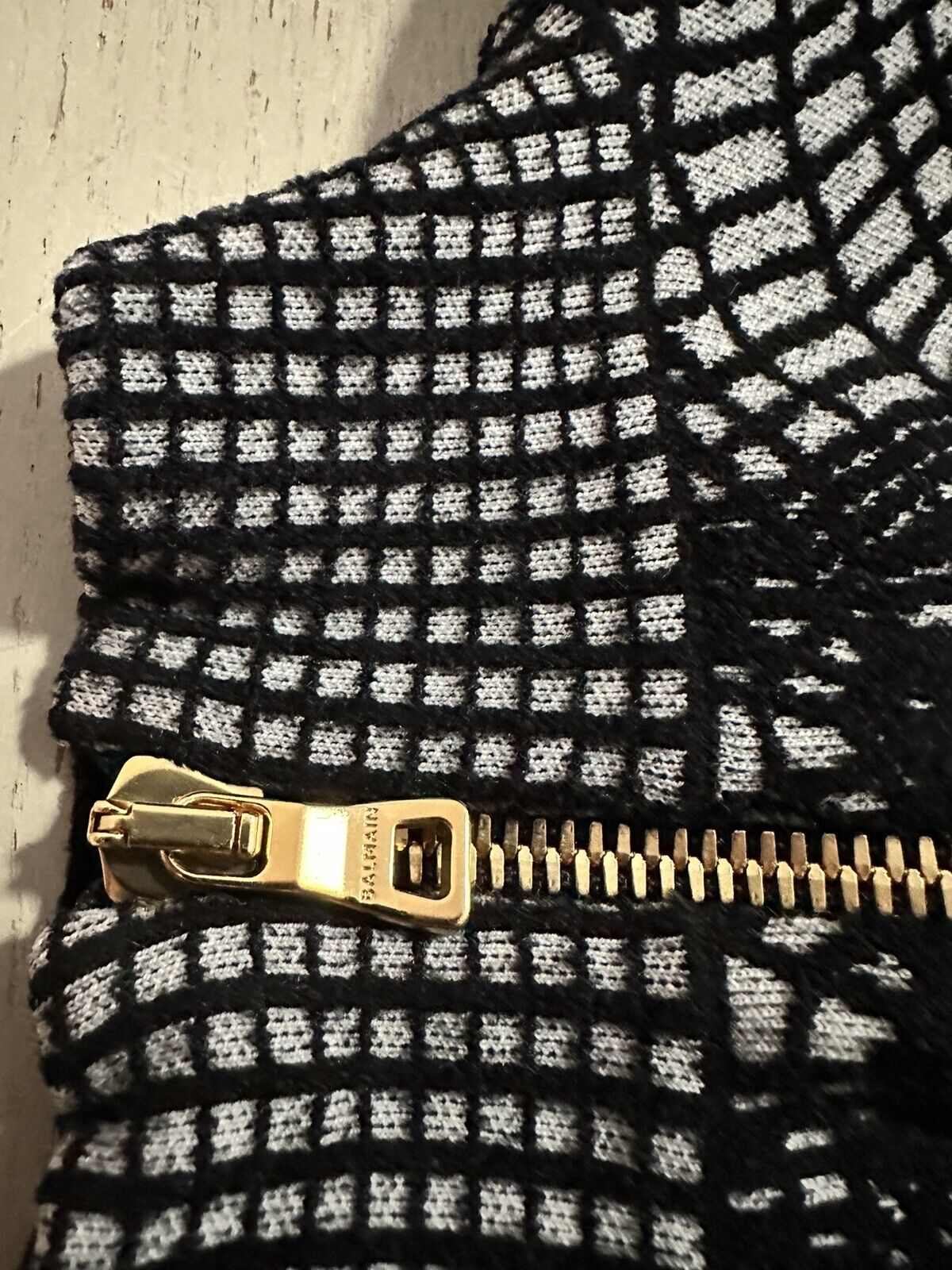 New $3050 Balmain Patterned-Knit Body-Con Minidress Black 44/12 Italy