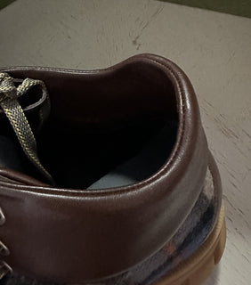 NIB $1800 Gucci Мужские шерстяные/кожаные ботинки Обувь Коричневый/Разноцветный 8 США/7 Великобритания