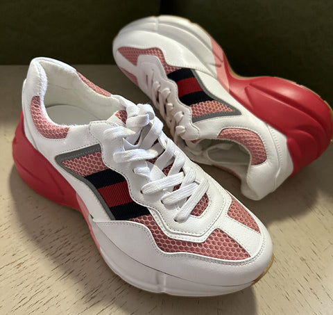 New Gucci Women’s RHYTON White/Red Sneakers Shoes 6 US/36 Eu 645771