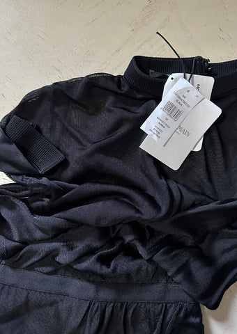 New $2565 Balmain Mesh Wrap Mini Sheath Dress Black Size 34/2 France