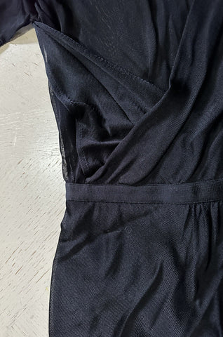 New $2565 Balmain Mesh Wrap Mini Sheath Dress Black Size 34/2 France