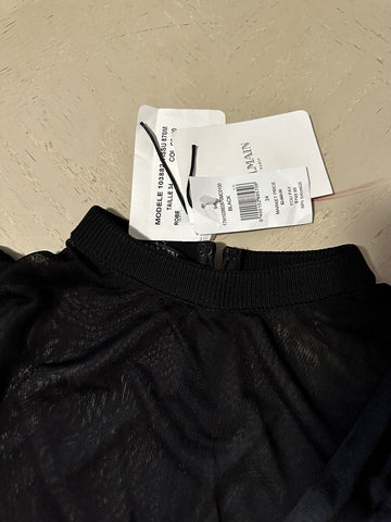 New $2565 Balmain Mesh Wrap Mini Sheath Dress Black Size 34/2 France