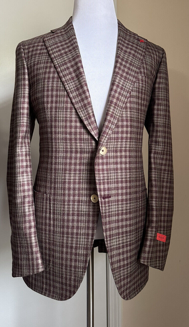NWT $5250 Isaia Men’s Silk/Cashmere Jacket Blazer Burgundy/Brown 40R US/50R US