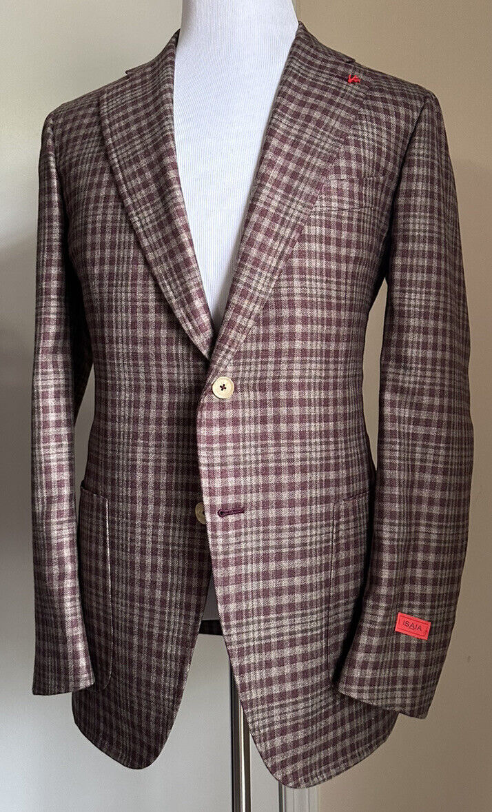 NWT $5250 Isaia Men’s Silk/Cashmere Jacket Blazer Burgundy/Brown 40R US/50R US