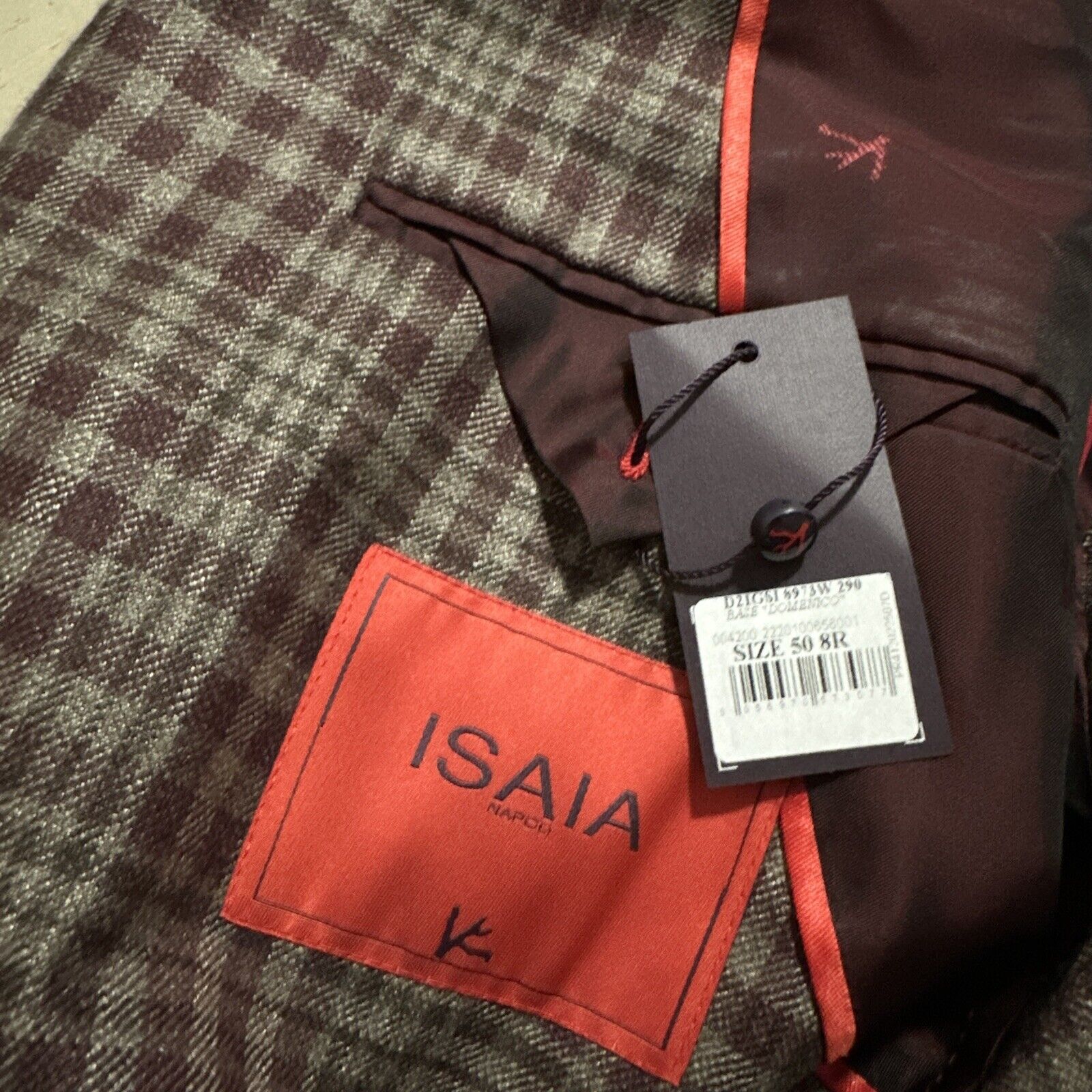 NWT $5250 Isaia Мужская куртка из шелка/кашемира Блейзер бордового/коричневого цвета 40R (США)/50R (США)