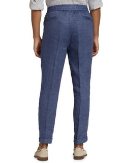 NWT $1575 Brunello Cucinelli Мужские льняные брюки на шнурке Темно-синие 36 США/52 ЕС Италия