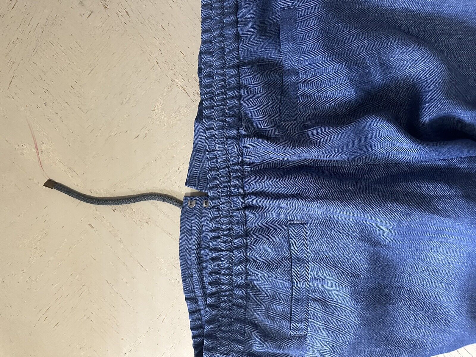 NWT $1575 Brunello Cucinelli Men Drawstring Linen Pants Navy 36 US/ 52 Eu Italy