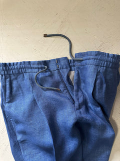 NWT $1575 Brunello Cucinelli Мужские льняные брюки на шнурке Темно-синие 36 США/52 ЕС Италия