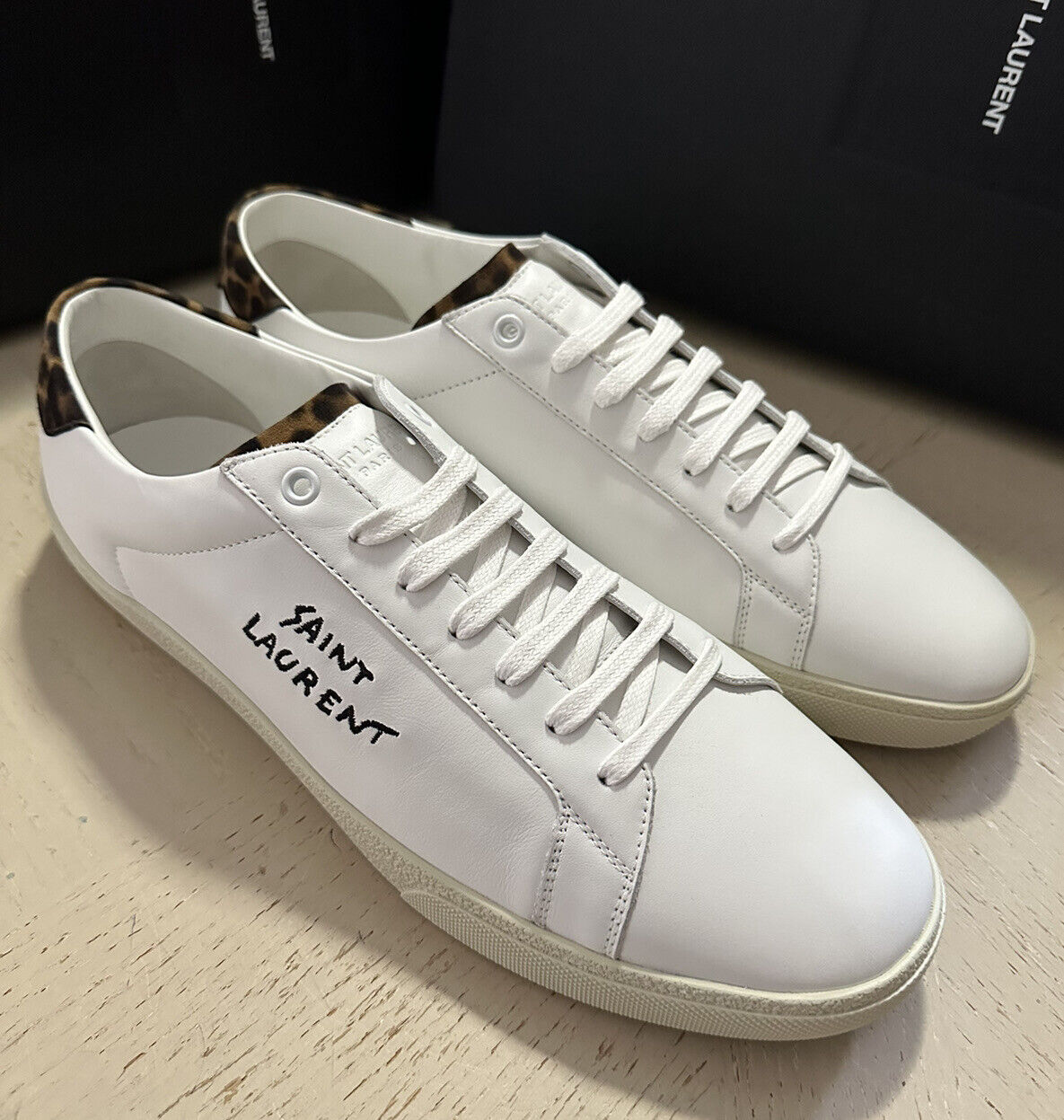 NIB Saint Laurent Mens Leather Top Sneakers Shoes White 12 US/45 Eu Italy